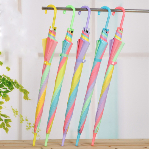Creative PVC transparent umbrella with logo printing disposable ring umbrella wholesale 8 bones colored straight rod handle long umbrella 