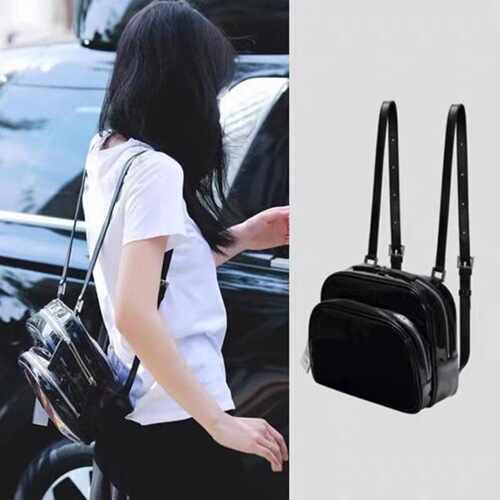 JENNIE same style bag for women spring  new cute and playful solid color versatile casual black backpack