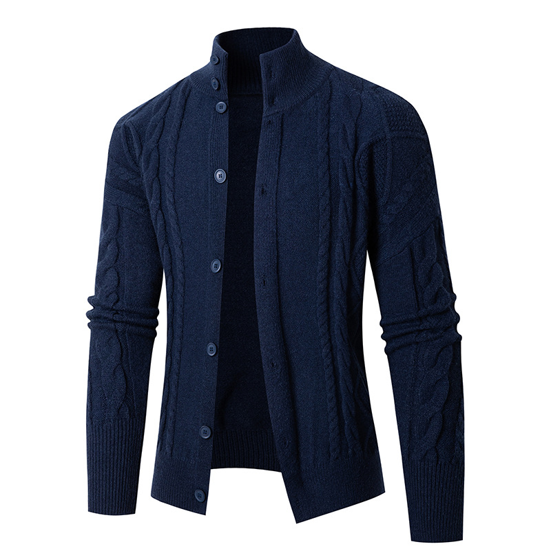 Herren Neue Stehkragen Strickjacke Mode Lässig Einfachen Pullover Mantel_voghion.com