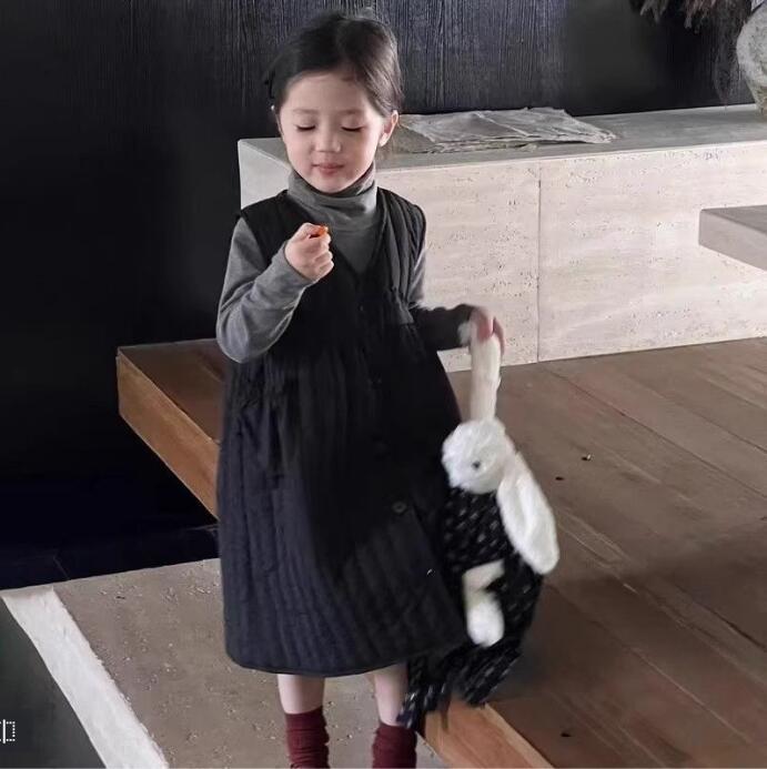 韩版童装女童夹棉连衣裙秋冬款洋气灰色堆堆领打底衫爆款套装外穿|undefined