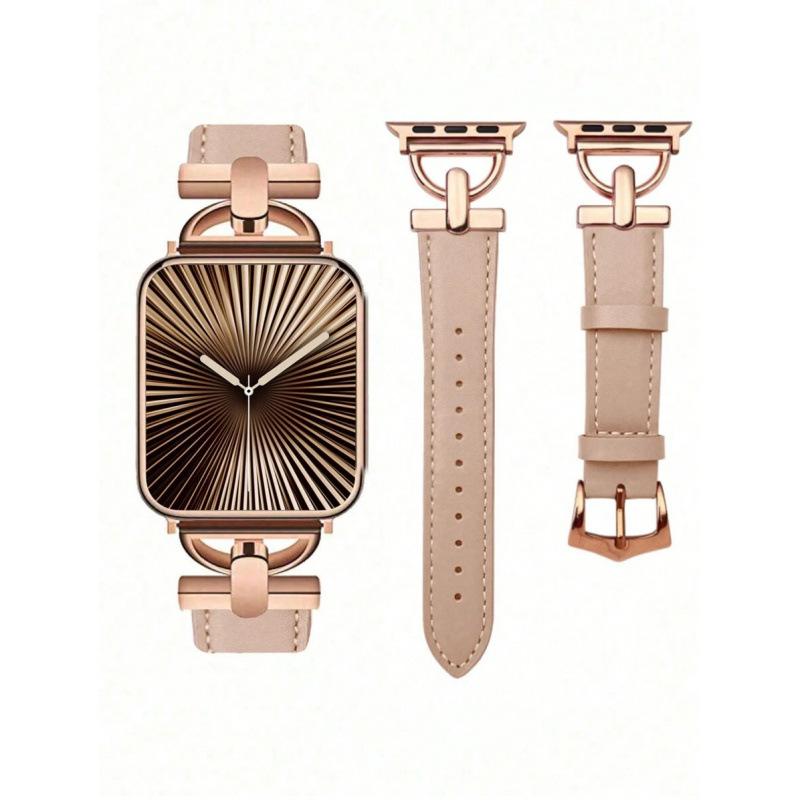 海外仓 Watch Accessories Tools 字母玫瑰金金属装饰软皮卡其色|ru