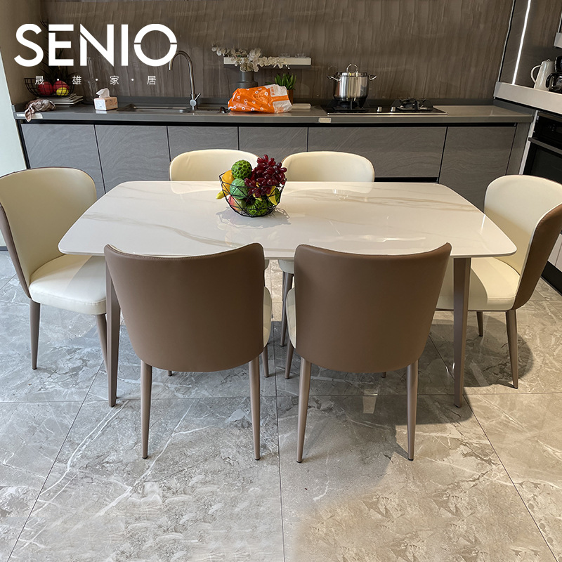 Sheng Xiong Liang Guang Rock Slab Dining Table Chair Set Simple Modern Italian Minimalist Dinner Table Home Restaurant Small Apartment Table