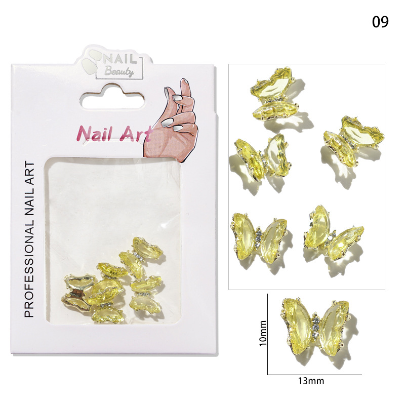 Accesorios de mariposa de uñas aurora uñas joyas de metal accesorios de uñas joyas de diamantes de imitación de uñas joyas pequeñas