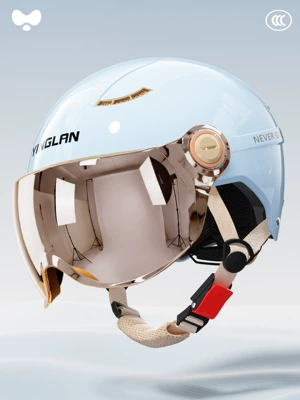 Certified Four-Season Universal Summer Sun — Motosiklet kaskı (dəbilqə) - 3c-sky-blue-electroplated-short-lens-new-national-standard-class-a-one-size-fits-all