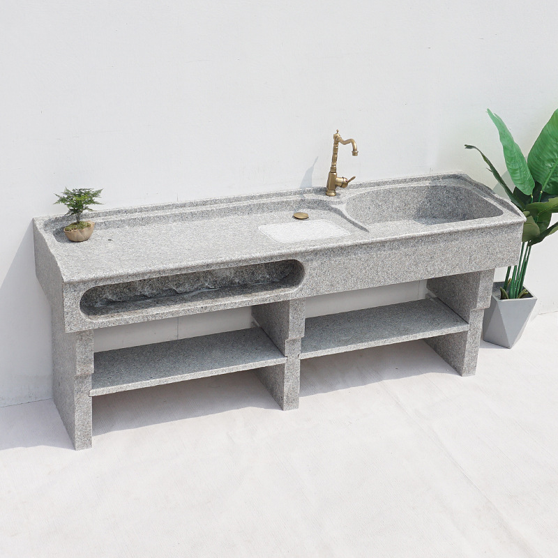 Outdoor stone laundry pool balcony integrated pool marble basin courtyard natural granite wash basin sink