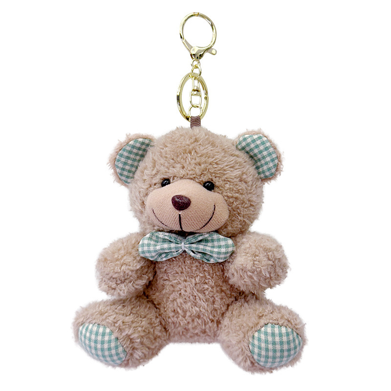 Pajarita de estilo explosivo, oso de peluche rizado, muñeco de peluche, oso, llavero, colgante, accesorios de bolso, muñeco de trapo