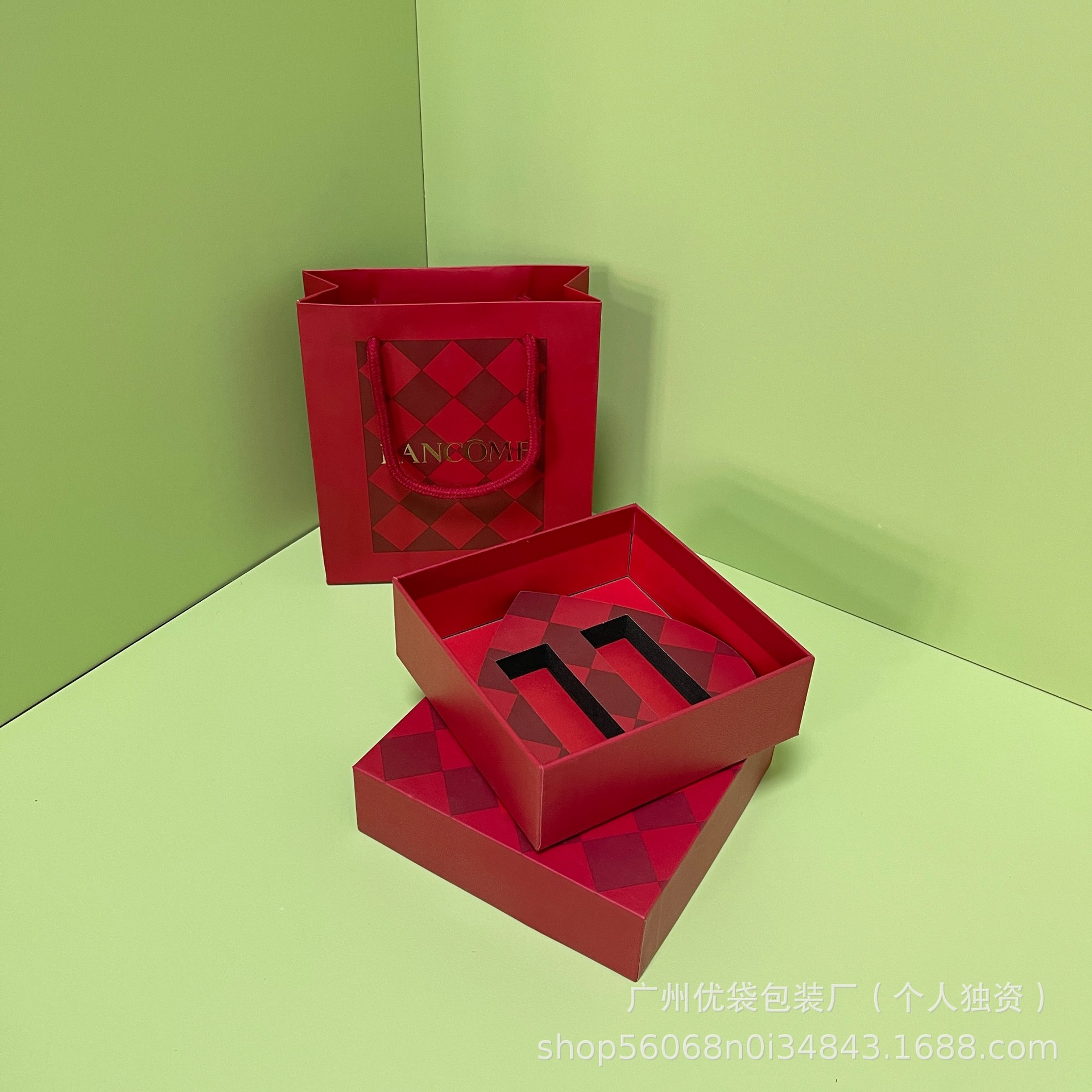 兰家新款棋盘格口红196小礼盒套装包装盒纸袋口红2支装礼品盒礼袋
