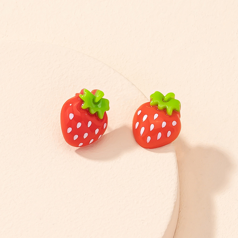 Retro earrings cartoon fruit strawberry earrings