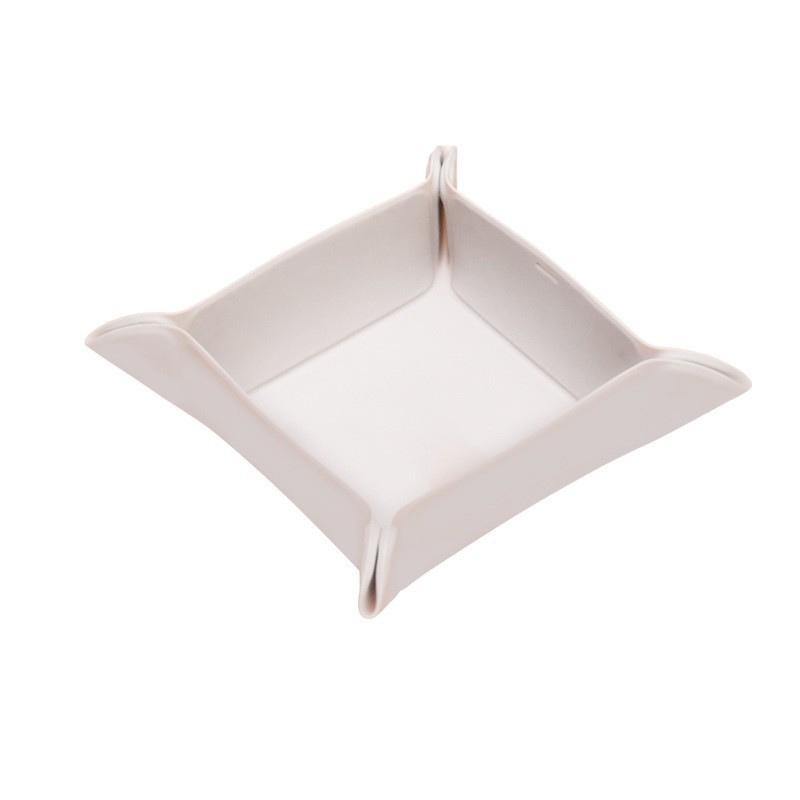 Caja de almacenamiento de escritorio de cuero PU, bandeja de almacenamiento plegable para llaves pequeñas, cosméticos y artículos diversos, almacenamiento de pequeños adornos.