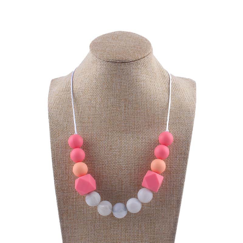 Nueva silicona grande octogonal molar mordedor collar infantil mordedura teether palo masticable colgante collar