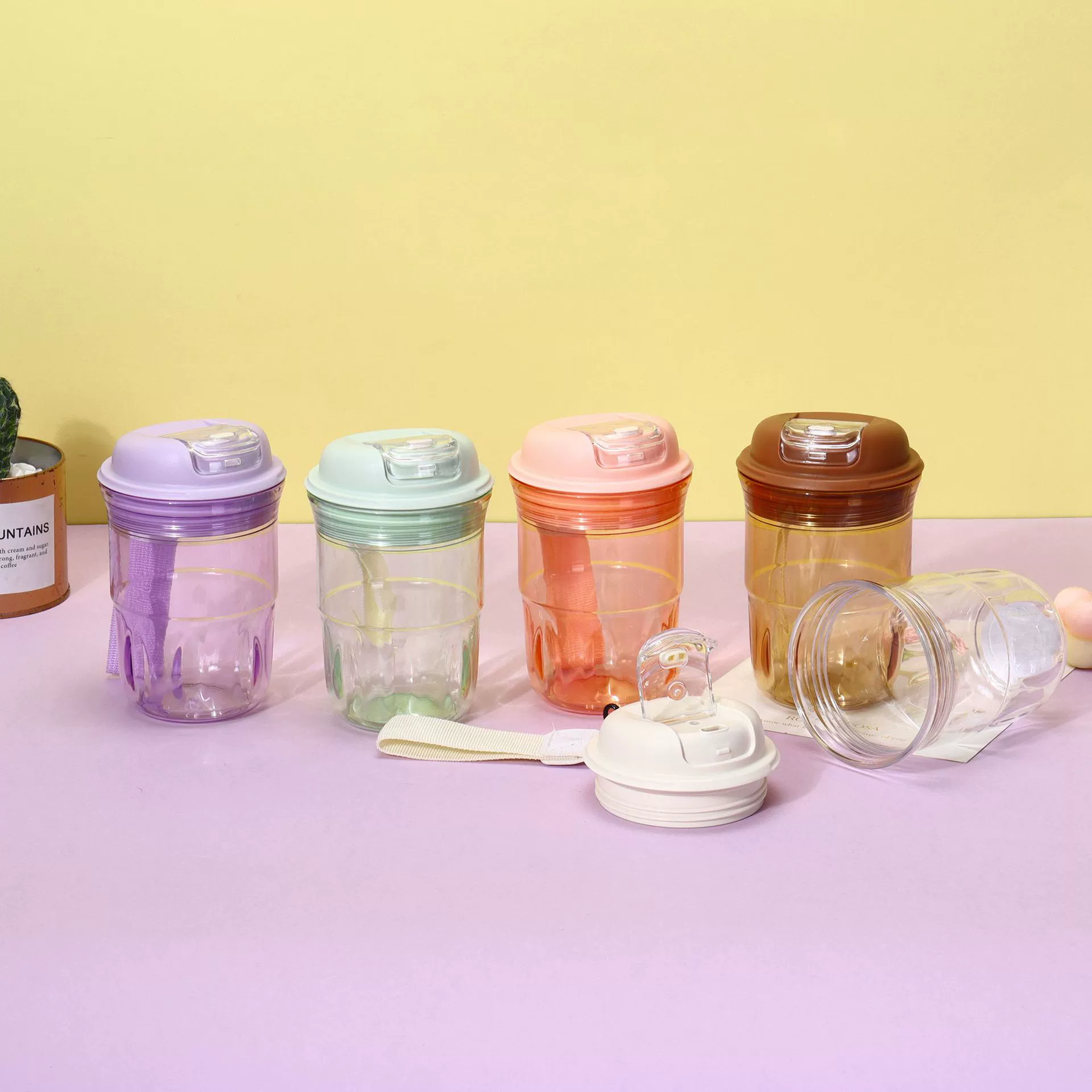 High quality plastic handheld coffee tea cup, Birthday gift