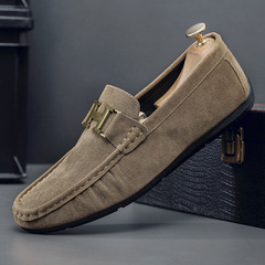 Doudou Men's Shoes Spring Seasonal British Style Men's Casual Leather Shoes Men's Lazy Man's One-Step Driving Shoes 