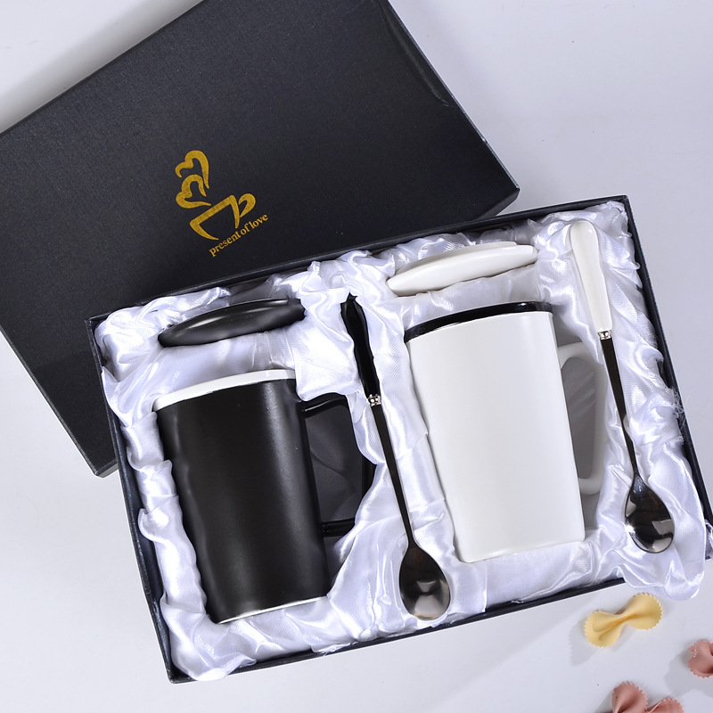 Creativo oro real 520 amor alta taza blanco y negro par simple Oficina leche café