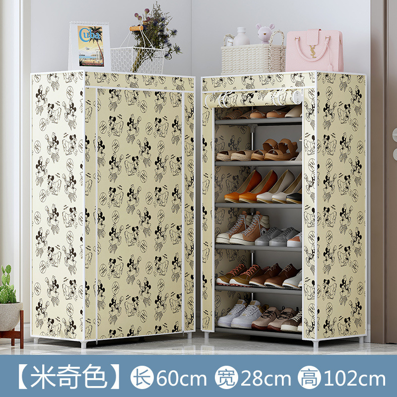 Estante de zapatos de tela de Oxford simple multicapa estante de almacenamiento multifuncional a prueba de polvo en la puerta del dormitorio estudiantil