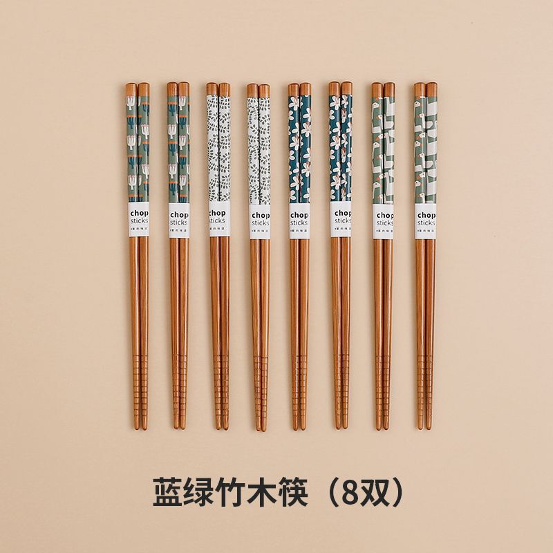 天然竹箸防湿防かび家庭装高級精品プリント箸セット高温火鍋箸分食箸|undefined