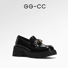 【ボストンカレッジ】GGCC 夏 厚底 ブリティッシュスタイル ローファー レディース スカート付き本革靴