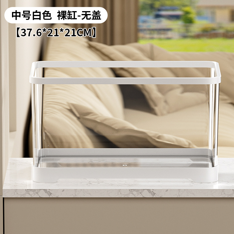 Tanque de tortuga, sala de estar del hogar con luz, tanque de alimentación de tortuga ecológica, escritorio de oficina, caja de peces de colores de paisaje pequeño de alta transparencia