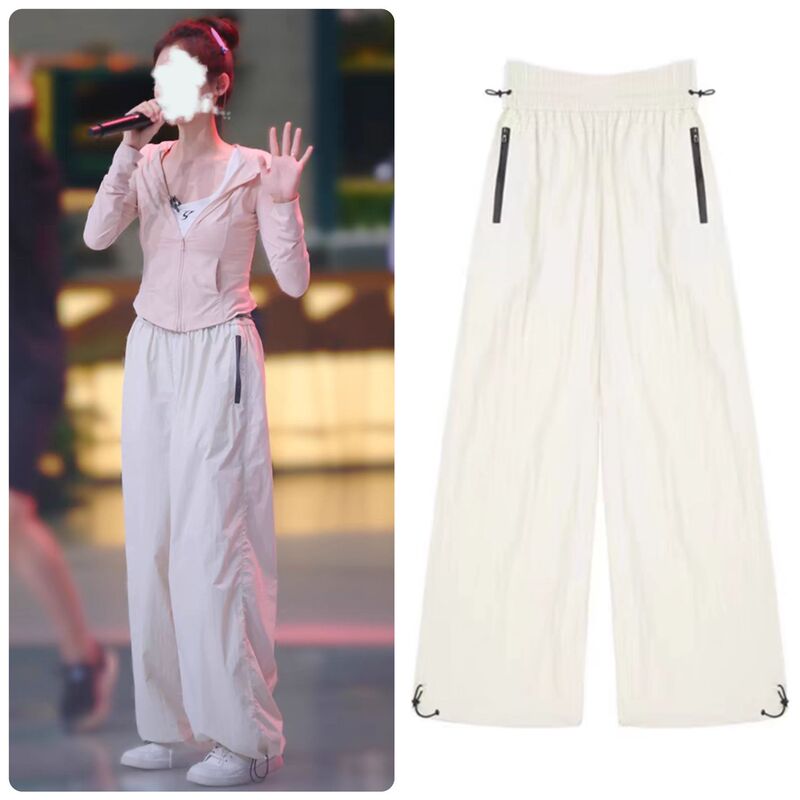 Lang Jie 5 Miao Miao with white casual overalls women's summer thin quick-drying outdoor toe sports pants sunscreen pants