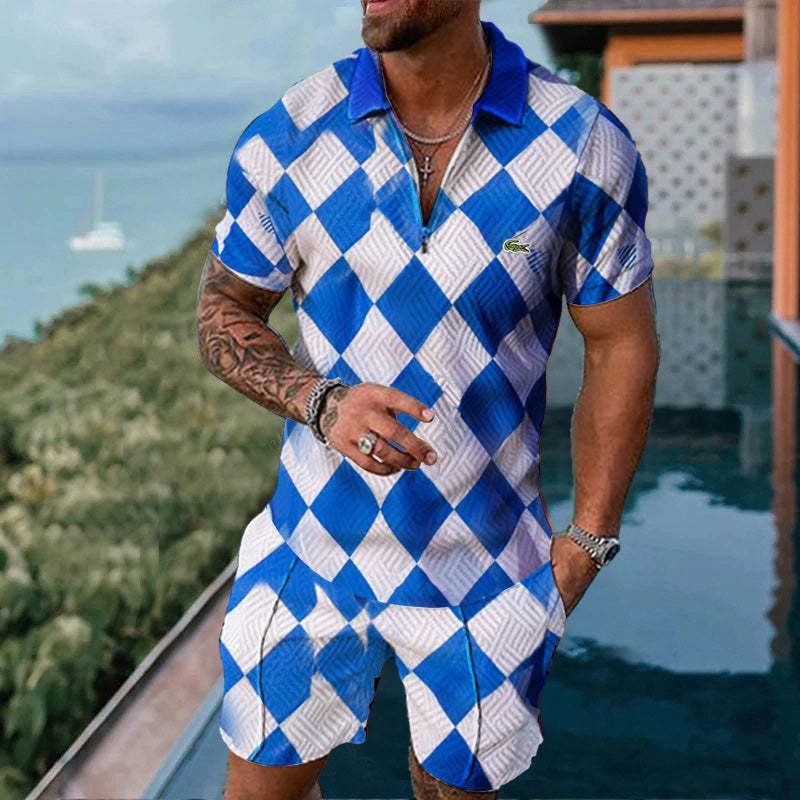 Nuevo europeo y americano transfronterizo de los hombres 3 Polo camisa traje de solapa de manga corta Jersey casual camiseta de los hombres de una sola pieza de entrega