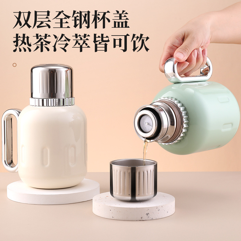 家用不锈钢保温壶大容量高档茶水分离机械显温便携新款焖茶壶水壶