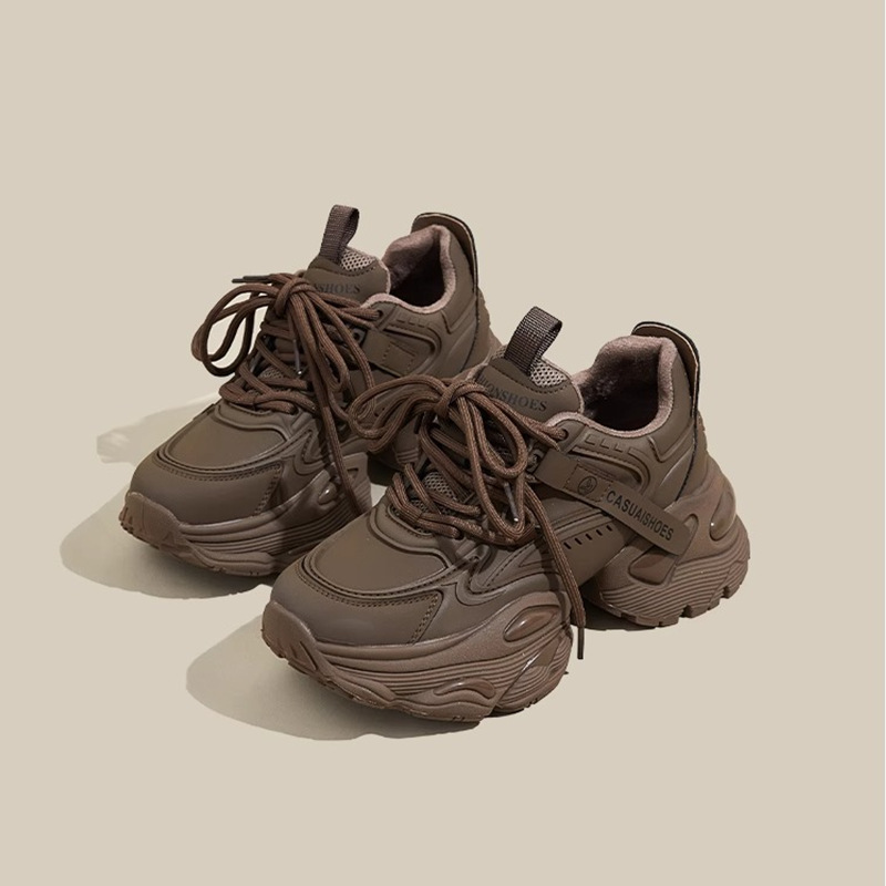 Γυναικεία παπούτσια Dad's για το φθινόπωρο/χειμώνα 2023, νέα, γνήσια δερμάτινα, ρετρό, ευέλικτα και με χοντρή σόλα, μικρά και ψηλά, αθλητικά και casual παπούτσια_voghion.com