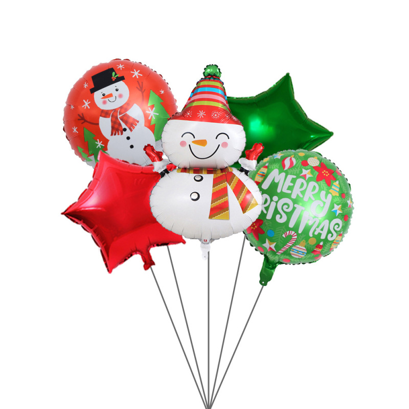 クロスボーダークリスマス風船五点セットクリスマスツリー老人雪だるま杖祝日装飾アルミ膜風船|undefined