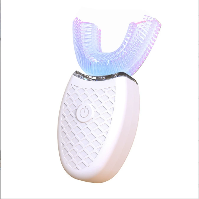 Automatic waterproof soft silicone toothbrush U-shaped, IPX7, wireless charging base