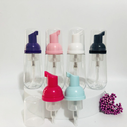 New conical foam bottle 60ml100mlPET transparent foaming bottle cleansing mousse portable refill bottle