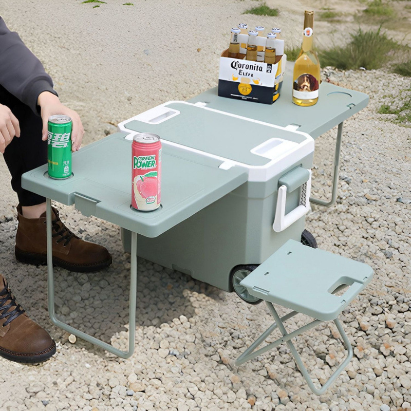 6-32-85L Incubador de barra de tracción Cubo de hielo plegable Refrigerador portátil para acampar al aire libre Refrigerador de pu de conservación de alimentos