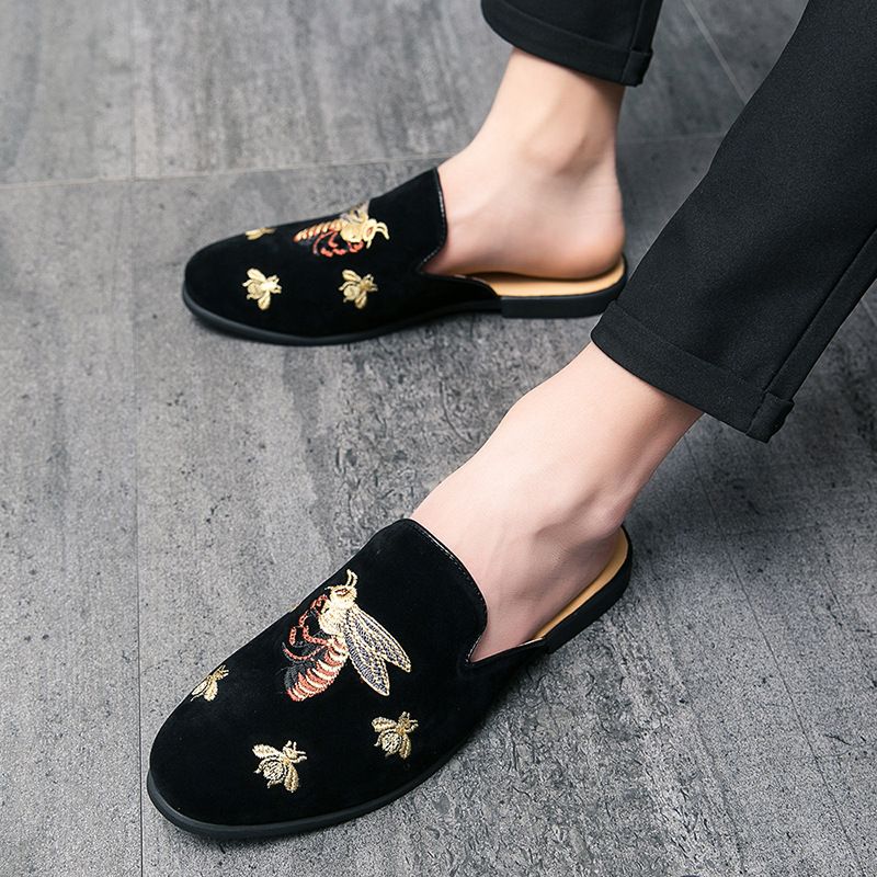 Cross Border Men S Slippers Lazy Scalloped Korean Style Fashion Half Braced Shoes Without Heels_voghion.com