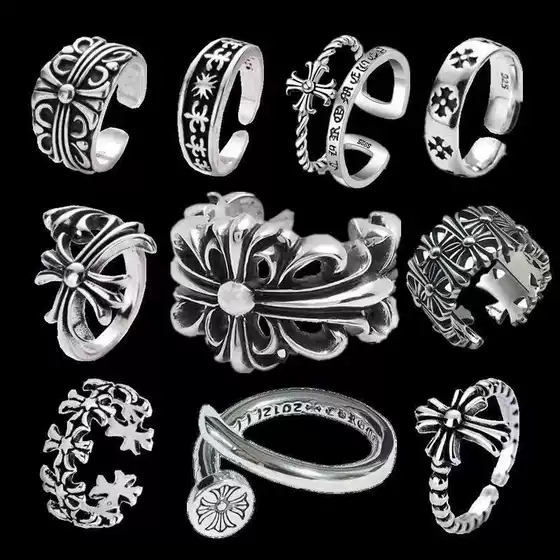 Crow Heart Open Ring Retro Trendy Fashion Unisex Couple Cross Ring Jewelry Source Factory