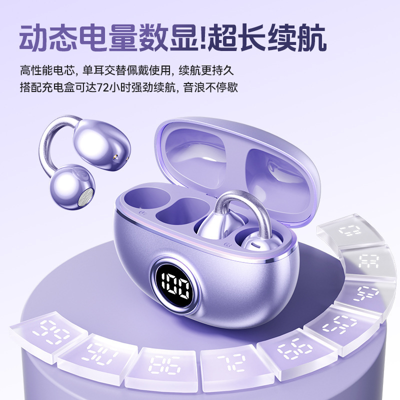 M97 Ear Clip-On Bluetooth Digital Display Charging Case Open-Type Non-In-Ear Sports Waterproof Wireless Earphones Dropshipping