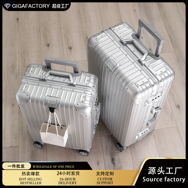 Eazz Suitcase Same Style Trolley Case 20inch Boarding Aluminum-Magnesium Alloy Suitcase Student 26 Large Capacity Password Box
