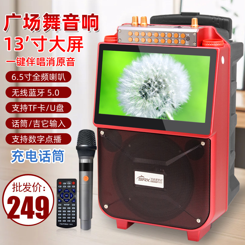 先科新世纪 Q3广场舞音响13寸 无线话筒家用k歌重低音视频播放器