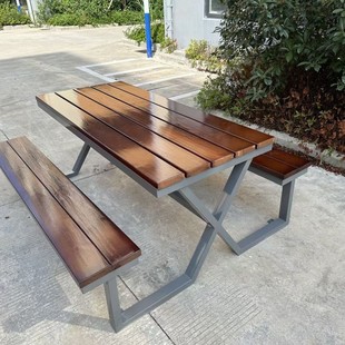 Waterproof Plastic Wood Open-Air Outdoor Leisure Balcony Combination Courtyard Outdoor Wooden Tables and Chairs Outdoor Chairs Anti-Corrosion