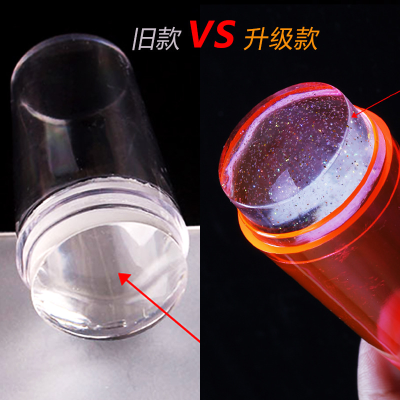 Actualización de manicuras transfronterizas nuevo 2.8 con sello cubierto mango fluorescente cabeza de sello de silicona de arena flotante