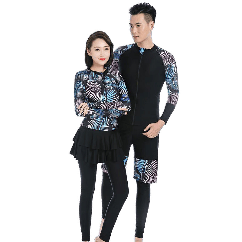 Trajes de buceo, trajes de baño de mujer, cuatro piezas de vestido con sombrero, pantalones de mangas largas parejas, trajes de snorkeling de medusas, comercio exterior