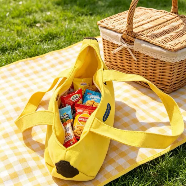 Cute Summer Banana Women's Bag, Practical Small Gift Bag, Holiday Gift Bag, Snack Bag, Full Moon Birthday Gift Bag