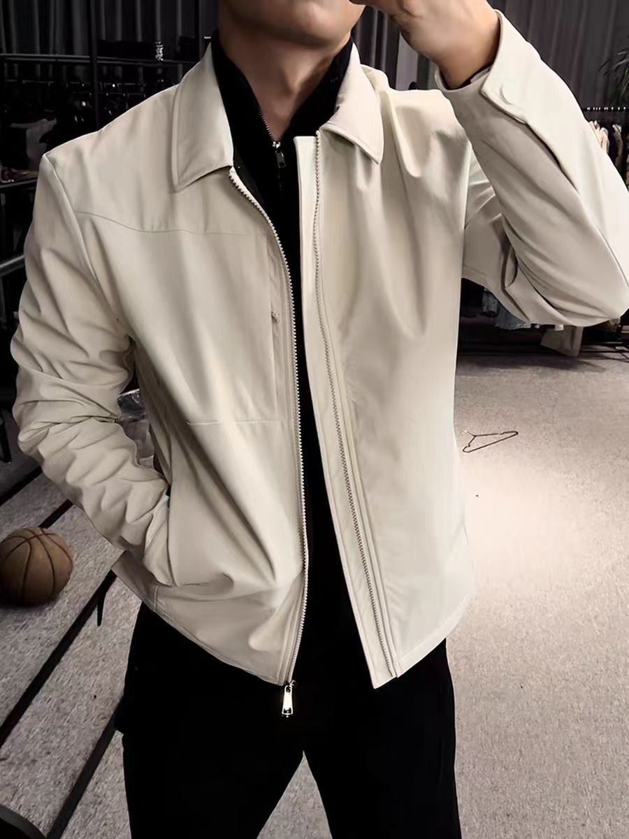 Chaqueta ejecutiva gris americana para hombres otoño limpio triple abrigo de asalto de alto nivel chaqueta de negocios casual