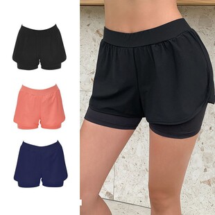 2023 double-layer swimming trunks anti-exposure women's hot spring boxer conservative loose underpants beach fitness drifting swimming shorts