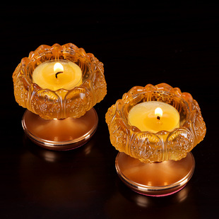 Yuantong Buddha Tools Butter Lamp Candlestick Glazed Lamp Holder for Buddha Lotus Candlestick Household Eight Auspicious Lamp Holder Ornaments