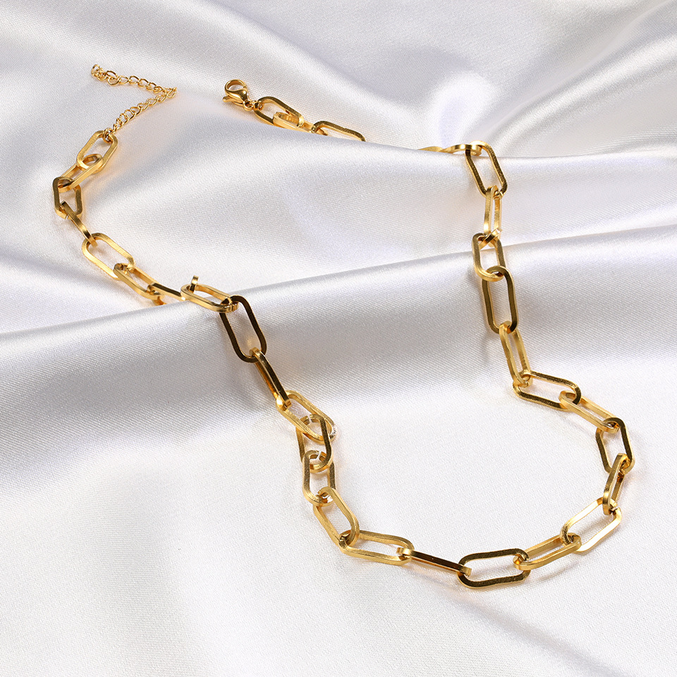 18K Gold Plated Plating Material Necklace Classification 304 Stainless Steel Chain Material PVD Coated 18K Gold Plated Geometric Stainless Steel Retro Simple Style 304 Stainless Steel Necklace