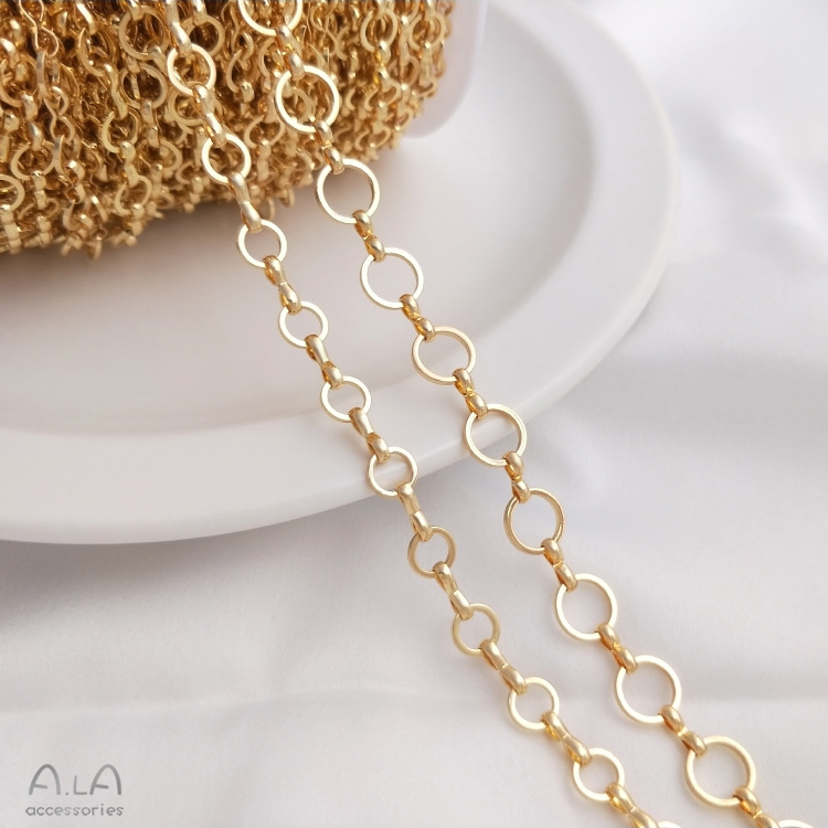 Color-preserving 14K gold-filled 6mm ring chain 8mm round O chain handmade loose chain diy bracelet earrings jewelry materials
