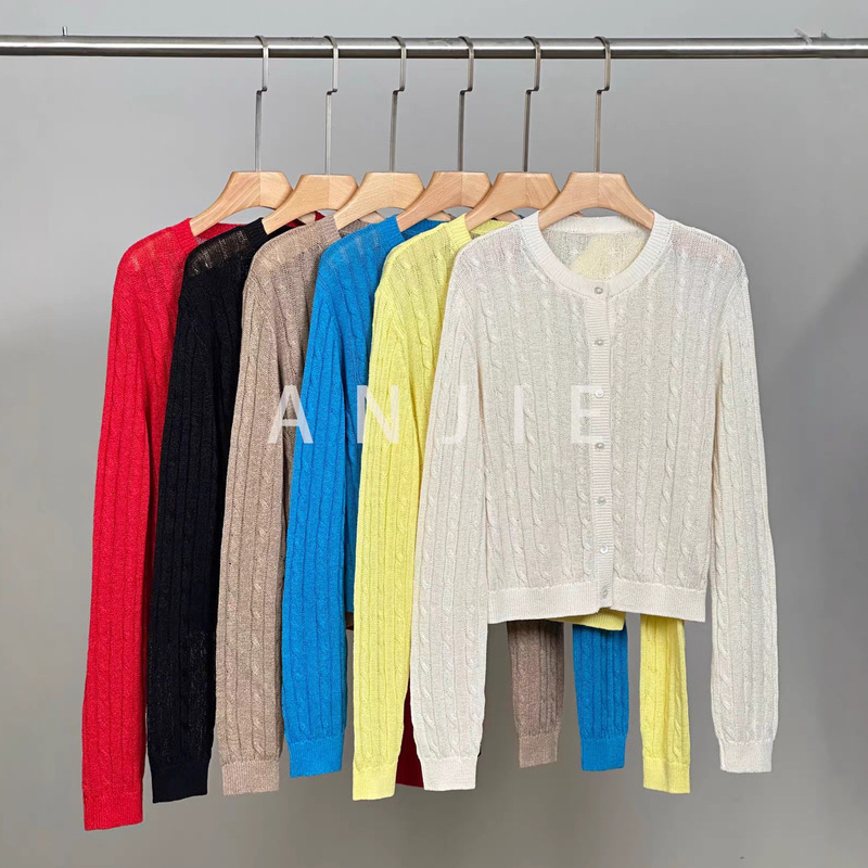 2026 Spring/Summer New Collection Cotton-Linen Blend Round Neck Jacket Soft and Lightweight M1U Style Hollow Out Fashionable Knitted Cardigan 2026 Spring/Summer New Collection Cotton-Linen Blend Round Neck Jacket Soft and Lightweight M1U Style Hollow Out Fashionable Knitted Cardigan