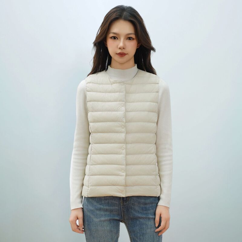 Pinghu Chi New Women's New National Standard 90 down New Women's Round Neck V Neck Lightweight down Jacket Vest down Vest Pinghu Chi New Women's New National Standard 90 down New Women's Round Neck V Neck Lightweight down Jacket Vest down Vest