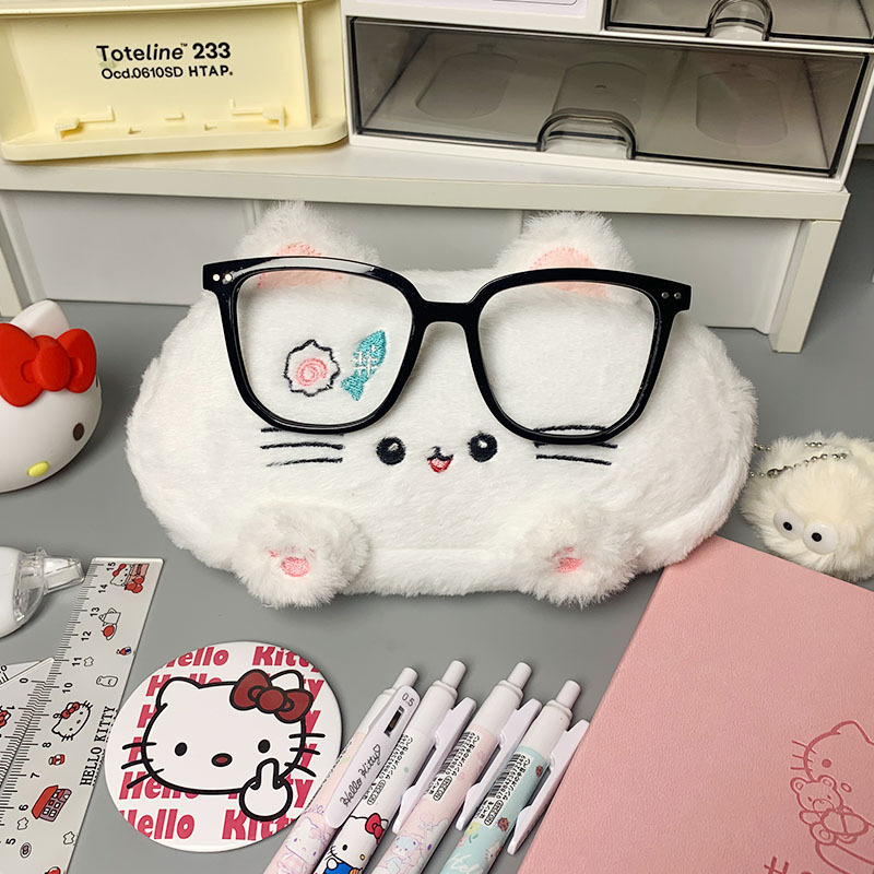 cute  pencil case female student large capacity good-looking girl heart cartoon plush stationery case ins xiaohongshu