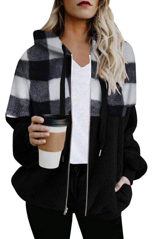 In Stock 2024 Cross-Border Autumn and Winter Amazon Sexy Leopard Print Plaid Patchwork Zipper Jacket Plush Cardigan Sweatshirt In Stock 2024 Cross-Border Autumn and Winter Amazon Sexy Leopard Print Plaid Patchwork Zipper Jacket Plush Cardigan Sweatshirt