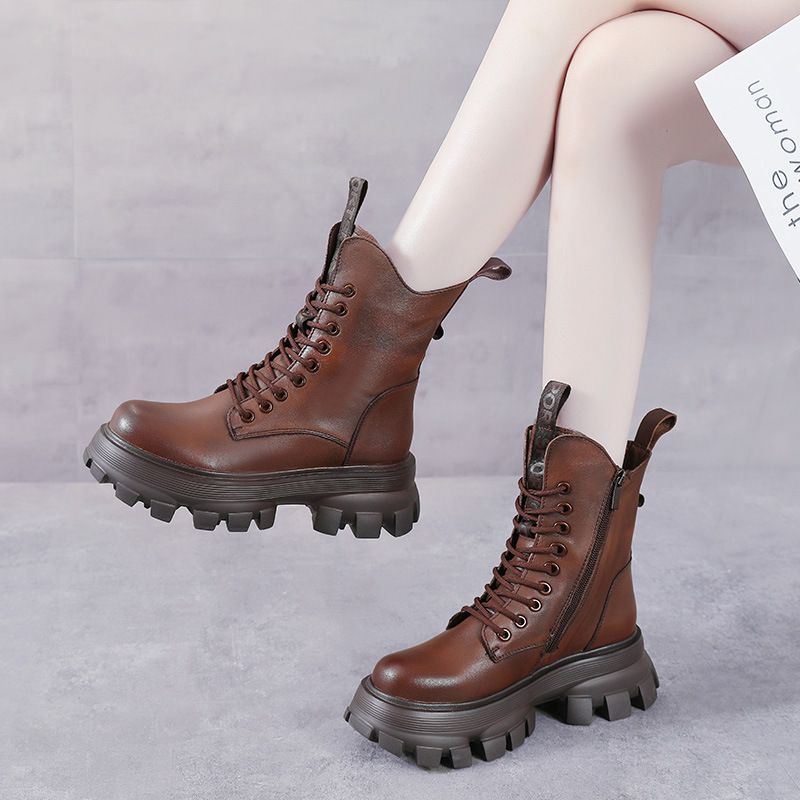 (Mới) Mã K4830 Giá 1880K: Boot Cổ Thấp Nữ Wetdoe Hàng Mùa Xuân Thu Đông Phục Cổ Cổ Điển Tăng Chiều Cao Đế Cao Giày Dép Nữ Chất Liệu Da Bò G05 Sản Phẩm Mới, (Miễn Phí Vận Chuyển Toàn Quốc).