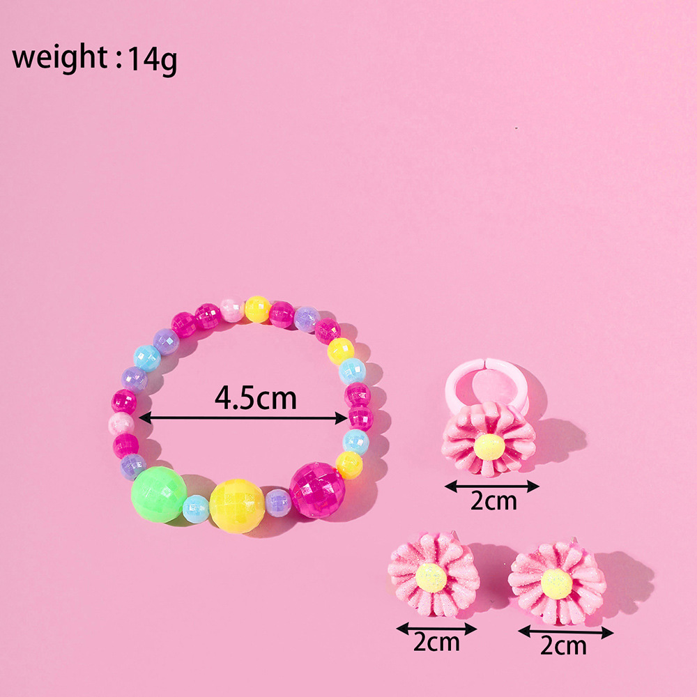 Cartoon Style Flower Plastic Beaded Rings Bracelets Earrings display picture 4