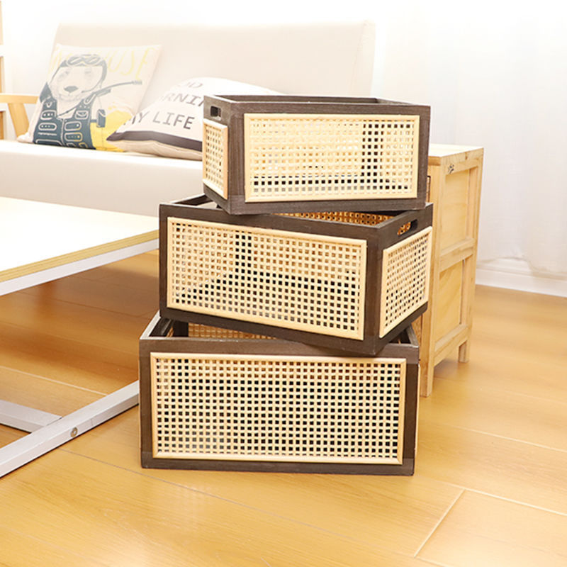 Canasta de escritorio de nuez transfronteriza sala de estar caja de almacenamiento de libros cajón de madera sólida oficina caja de madera
